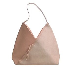 Unbranded Hobo Shoulder Bag Womens Large Blush Pink Mixed Texture Tassel